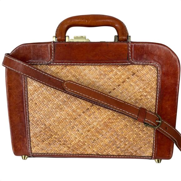 Bosboom Orient Express Vintage Wicker Leather Hard Case Travel Bag Crossbody - Picture 1 of 16